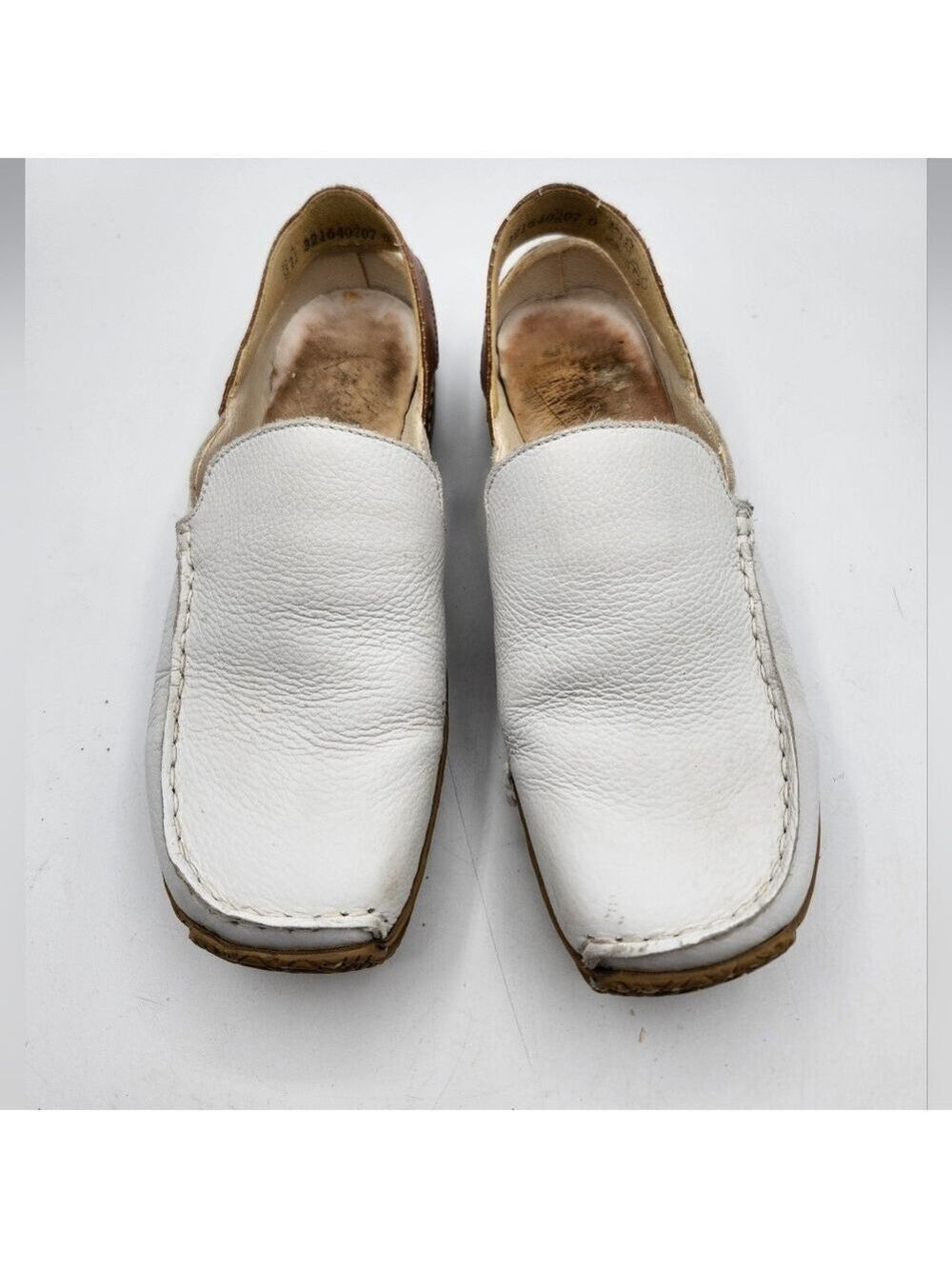 Rieker White Leather Flats w/brown Accents Slip-on Sz 37